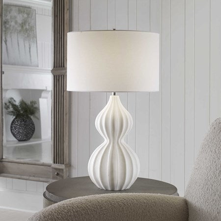 Uttermost Antoinette Ivory Stone Table Lamp With White Linen Shade