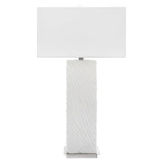 Uttermost Pillar Ivory Stone Table Lamp With White Linen Shade