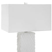 Uttermost Pillar Ivory Stone Table Lamp With White Linen Shade