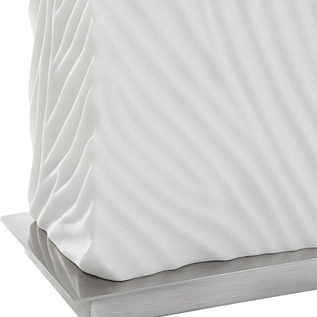 Uttermost Pillar Ivory Stone Table Lamp With White Linen Shade