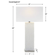 Uttermost Pillar Ivory Stone Table Lamp With White Linen Shade