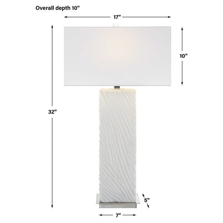 Uttermost Pillar Ivory Stone Table Lamp With White Linen Shade