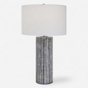 Uttermost Havana Cobalt and Ivory Glazed Ceramic Table Lamp With White Shade