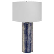 Uttermost Havana Cobalt and Ivory Glazed Ceramic Table Lamp With White Shade