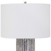 Uttermost Havana Cobalt and Ivory Glazed Ceramic Table Lamp With White Shade