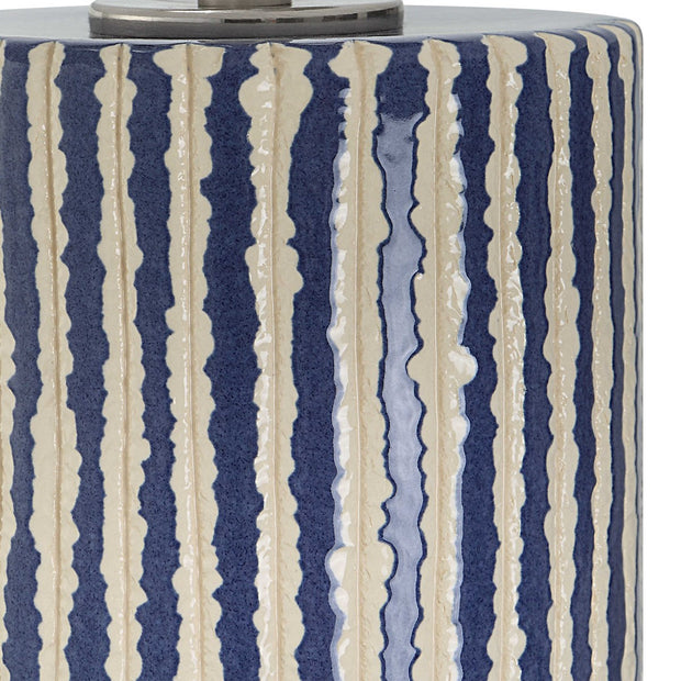 Uttermost Havana Cobalt and Ivory Glazed Ceramic Table Lamp With White Shade