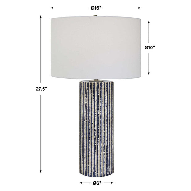 Uttermost Havana Cobalt and Ivory Glazed Ceramic Table Lamp With White Shade