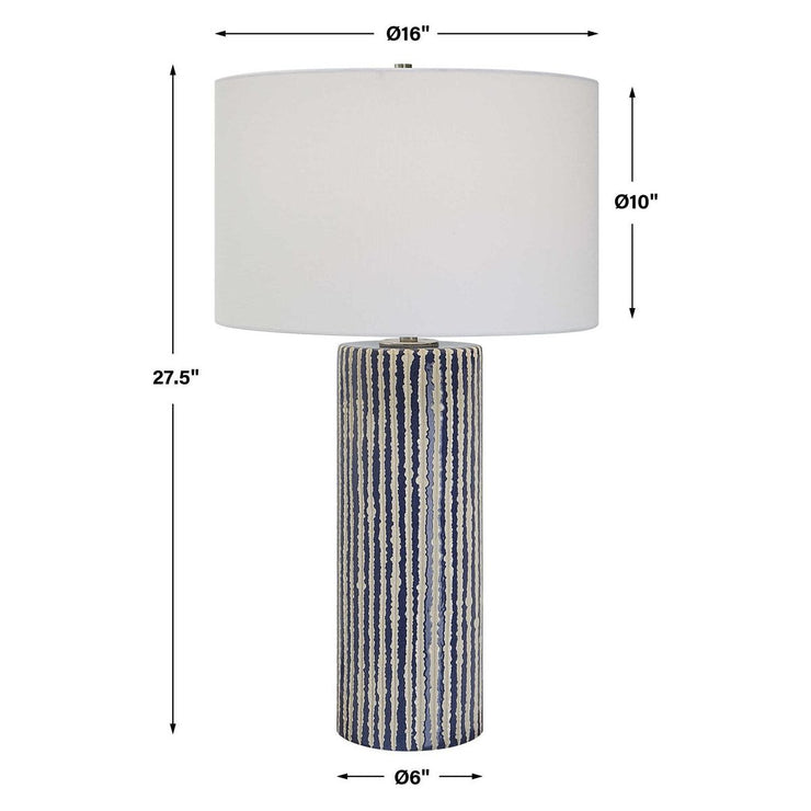 Uttermost Havana Cobalt and Ivory Glazed Ceramic Table Lamp With White Shade