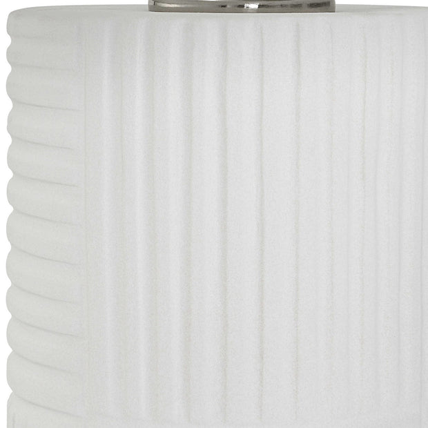 Uttermost Patchwork Soft White Glazed Ceramic Table Lamp With Linen Shade