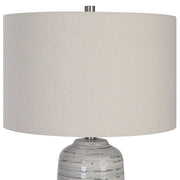 Uttermost Cyclone Ivory and Gray Glazed Ceramic Table Lamp With Light Beige Linen Shade