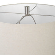 Uttermost Cyclone Ivory and Gray Glazed Ceramic Table Lamp With Light Beige Linen Shade