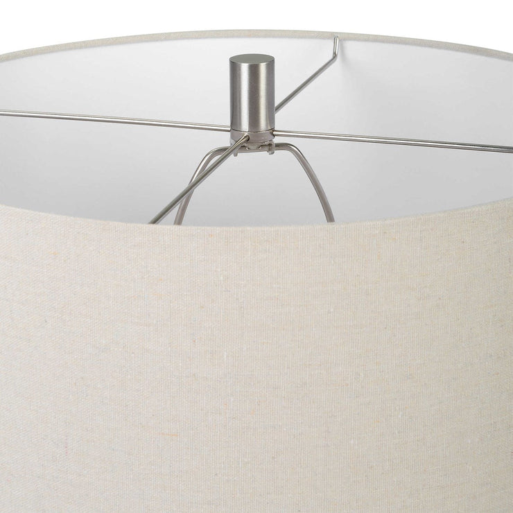 Uttermost Cyclone Ivory and Gray Glazed Ceramic Table Lamp With Light Beige Linen Shade
