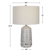 Uttermost Cyclone Ivory and Gray Glazed Ceramic Table Lamp With Light Beige Linen Shade