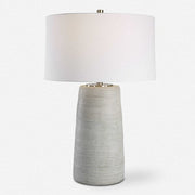 Uttermost Mountainscape Off-White and Gray Ceramic Table Lamp With White Linen Shade