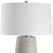 Uttermost Mountainscape Off-White and Gray Ceramic Table Lamp With White Linen Shade