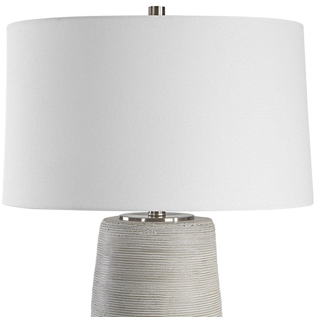 Uttermost Mountainscape Off-White and Gray Ceramic Table Lamp With White Linen Shade