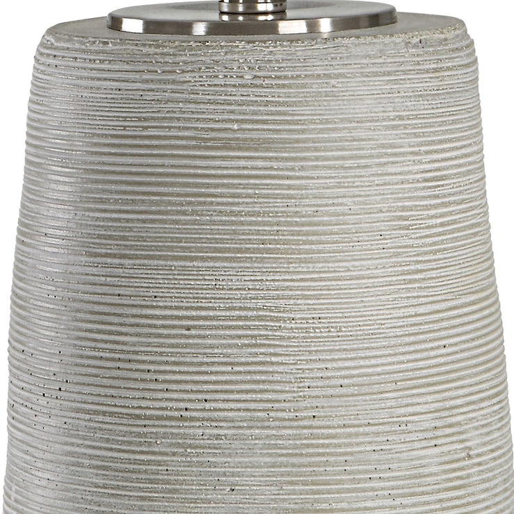 Uttermost Mountainscape Off-White and Gray Ceramic Table Lamp With White Linen Shade