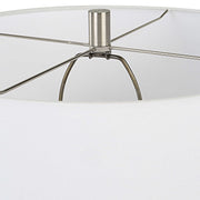 Uttermost Mountainscape Off-White and Gray Ceramic Table Lamp With White Linen Shade