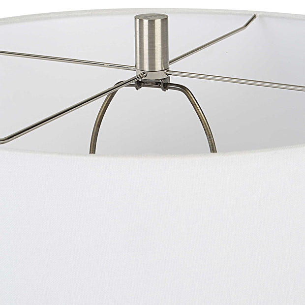 Uttermost Mountainscape Off-White and Gray Ceramic Table Lamp With White Linen Shade
