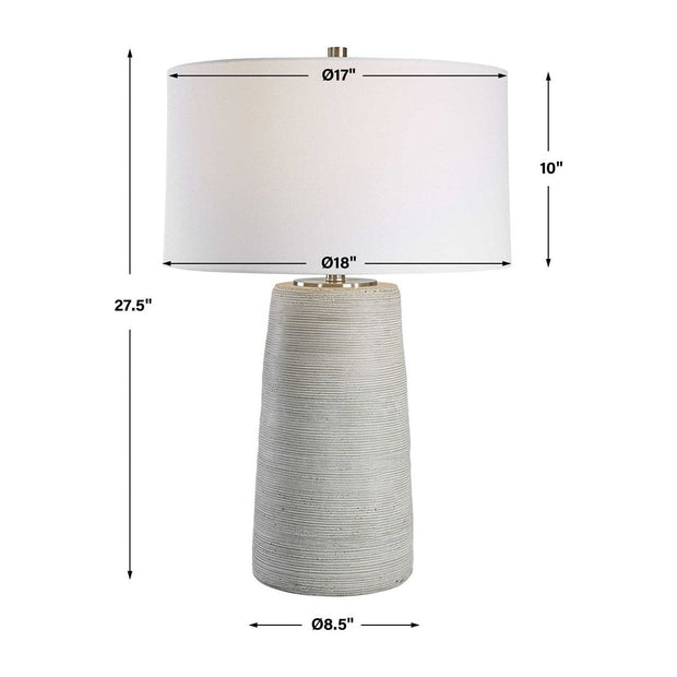 Uttermost Mountainscape Off-White and Gray Ceramic Table Lamp With White Linen Shade