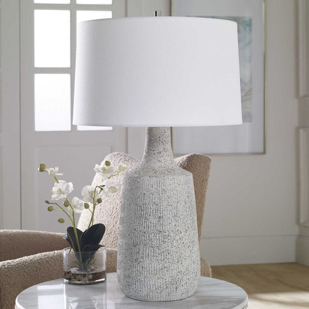Uttermost Scouts Off-White Matte Glaze Ceramic Table Lamp With White Shade