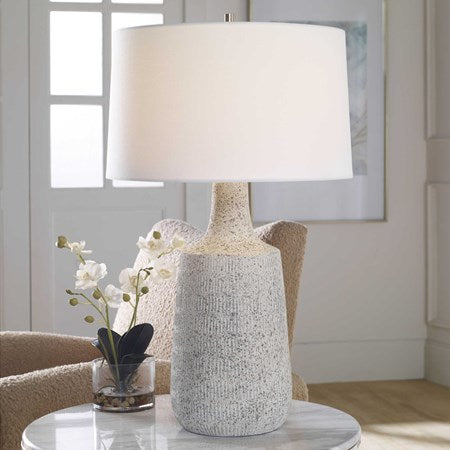 Uttermost Scouts Off-White Matte Glaze Ceramic Table Lamp With White Shade