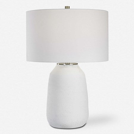 Uttermost Heir Matte Chalk White Ceramic Table Lamp With White Shade