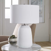 Uttermost Heir Matte Chalk White Ceramic Table Lamp With White Shade