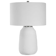 Uttermost Heir Matte Chalk White Ceramic Table Lamp With White Shade