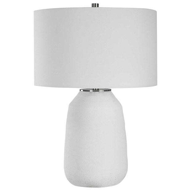 Uttermost Heir Matte Chalk White Ceramic Table Lamp With White Shade