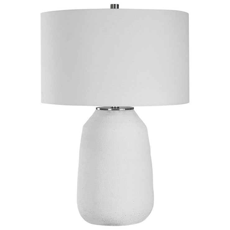 Uttermost Heir Matte Chalk White Ceramic Table Lamp With White Shade