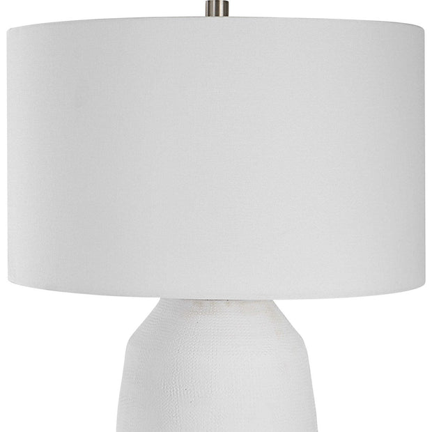 Uttermost Heir Matte Chalk White Ceramic Table Lamp With White Shade