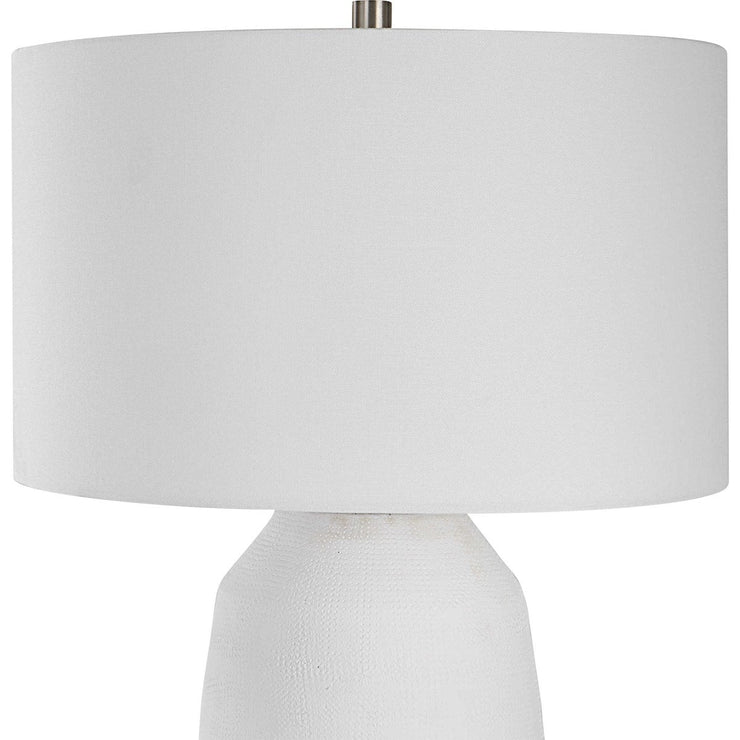 Uttermost Heir Matte Chalk White Ceramic Table Lamp With White Shade