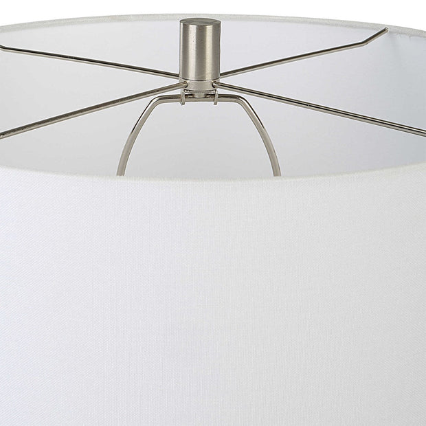 Uttermost Heir Matte Chalk White Ceramic Table Lamp With White Shade