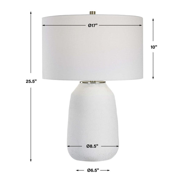 Uttermost Heir Matte Chalk White Ceramic Table Lamp With White Shade