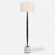Uttermost Miraz Brushed Brass and Marble Floor Lamp With White Shade