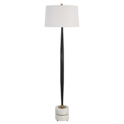 Uttermost Miraz Brushed Brass and Marble Floor Lamp With White Shade