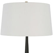 Uttermost Miraz Brushed Brass and Marble Floor Lamp With White Shade