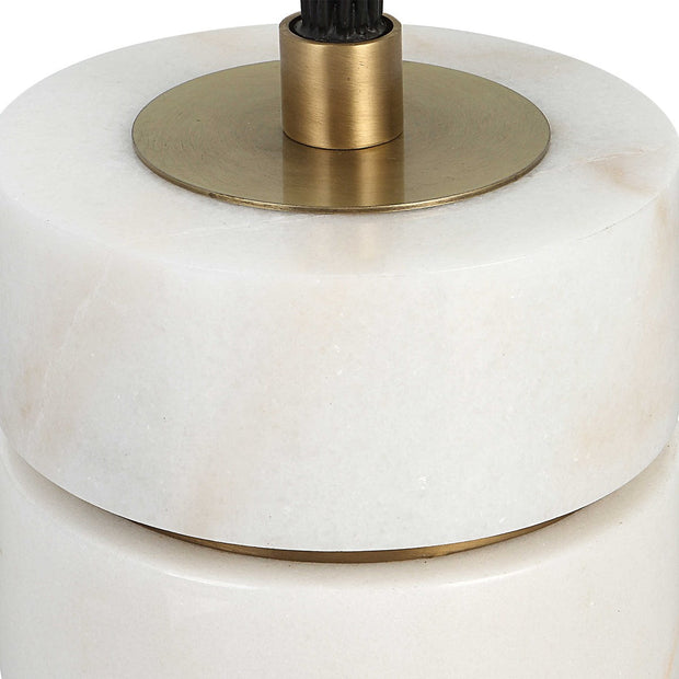 Uttermost Miraz Brushed Brass and Marble Floor Lamp With White Shade
