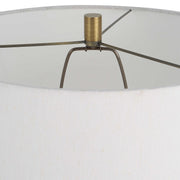 Uttermost Miraz Brushed Brass and Marble Floor Lamp With White Shade