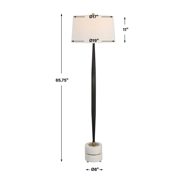Uttermost Miraz Brushed Brass and Marble Floor Lamp With White Shade