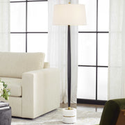 Uttermost Miraz Brushed Brass and Marble Floor Lamp With White Shade