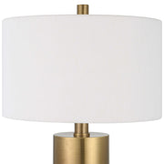 Uttermost Adelia Ivory Crackle Glaze Ceramic and Brushed Brass Table Lamp With Drum Shade