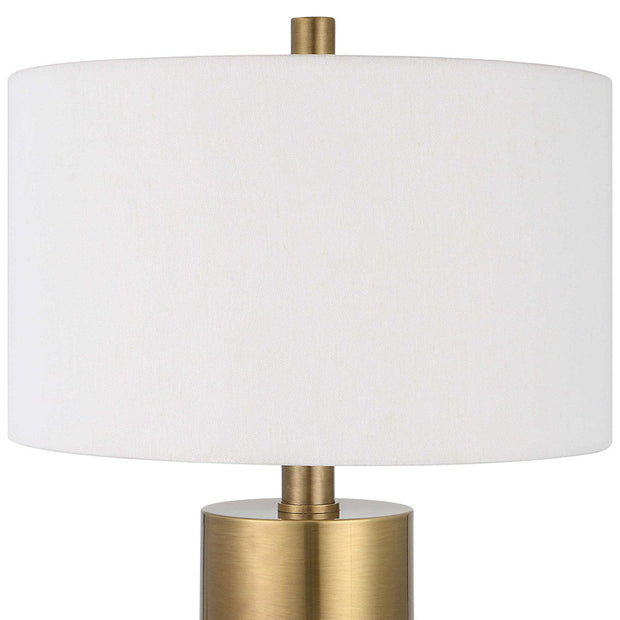 Uttermost Adelia Ivory Crackle Glaze Ceramic and Brushed Brass Table Lamp With Drum Shade
