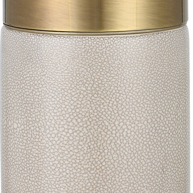 Uttermost Adelia Ivory Crackle Glaze Ceramic and Brushed Brass Table Lamp With Drum Shade