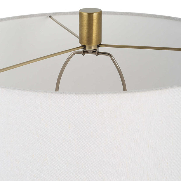 Uttermost Adelia Ivory Crackle Glaze Ceramic and Brushed Brass Table Lamp With Drum Shade