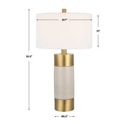 Uttermost Adelia Ivory Crackle Glaze Ceramic and Brushed Brass Table Lamp With Drum Shade