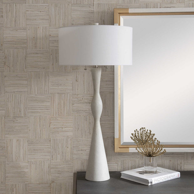 Uttermost Sharma Ivory Stone Table Lamp With White Linen Shade