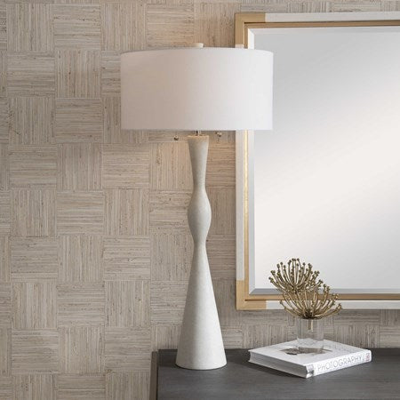 Uttermost Sharma Ivory Stone Table Lamp With White Linen Shade