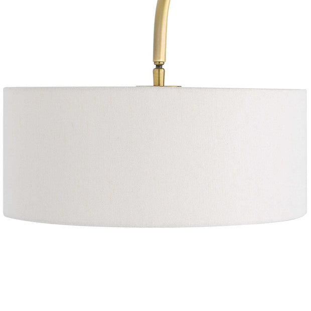 Uttermost Huxford Antiqued Brushed Brass Iron Floor Lamp With White Linen Shade